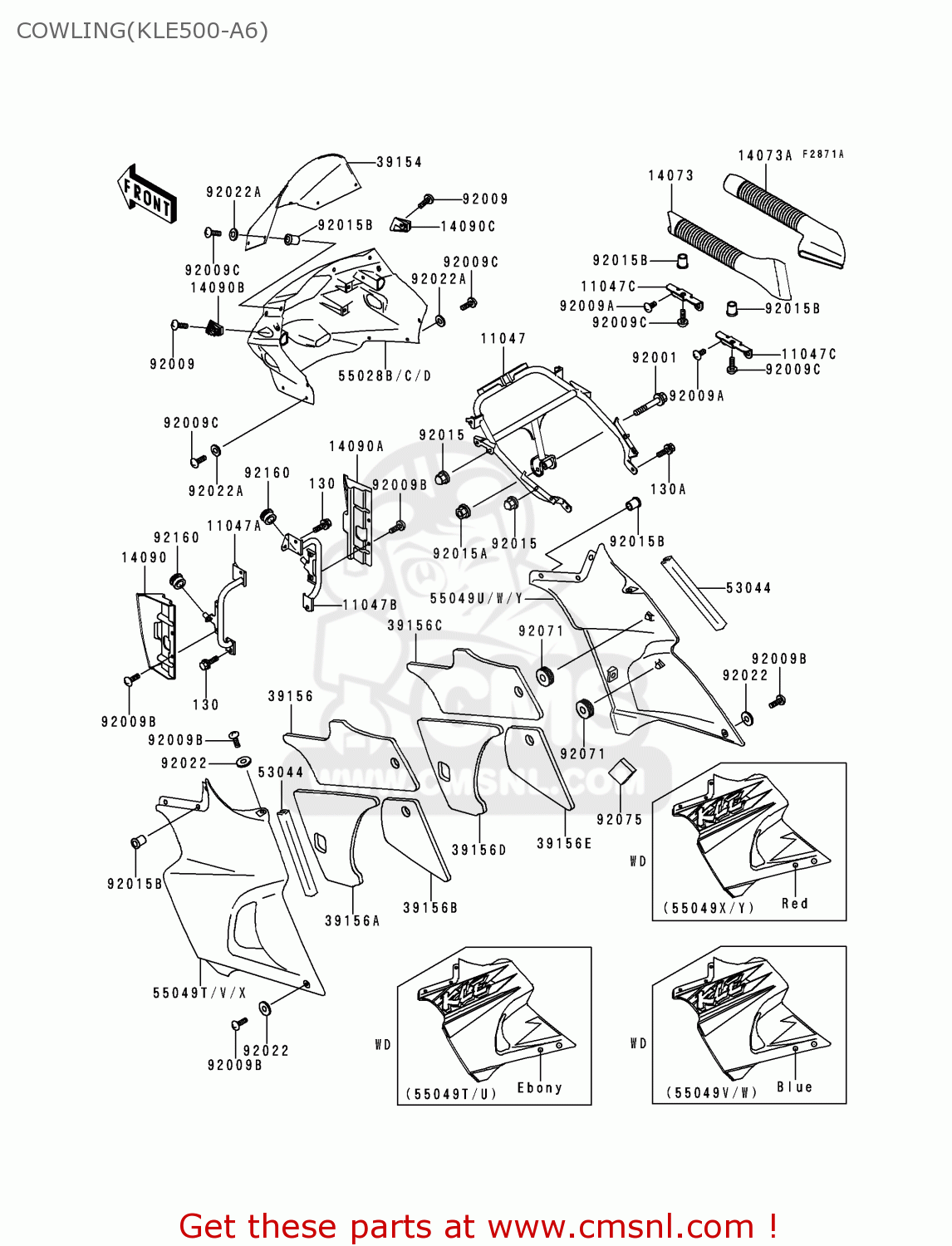 COWLING(KLE500-A6) KLE500A6 1996 EUROPE FR NL AR FG NR SP ST