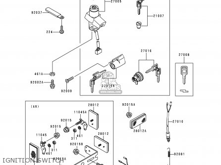IGNITION SWITCH - KLE500A6 1996 EUROPE FR NL AR FG NR SP ST