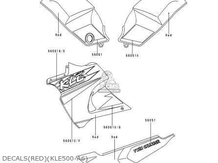 DECALS(RED)(KLE500-A6) - KLE500A6 1996 EUROPE FR NL AR FG NR SP ST