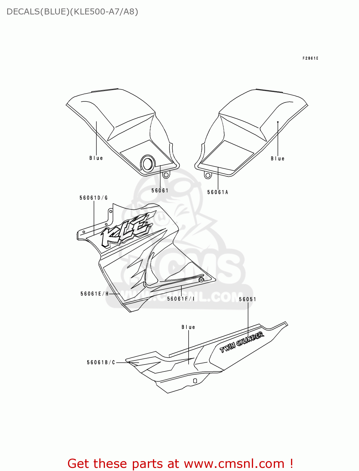 DECALS(BLUE)(KLE500-A7/A8) KLE500A7 1997 EUROPE UK FR NL AR FG NR  SP