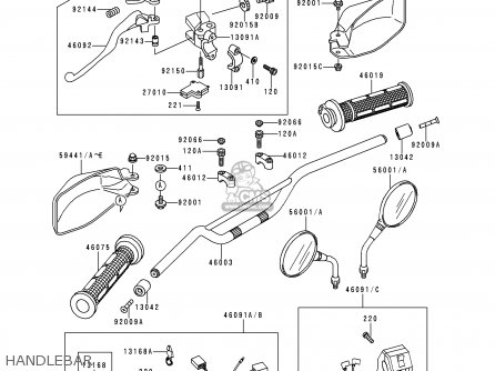 HANDLEBAR - KLE500A7 1997 EUROPE UK FR NL AR FG NR  SP