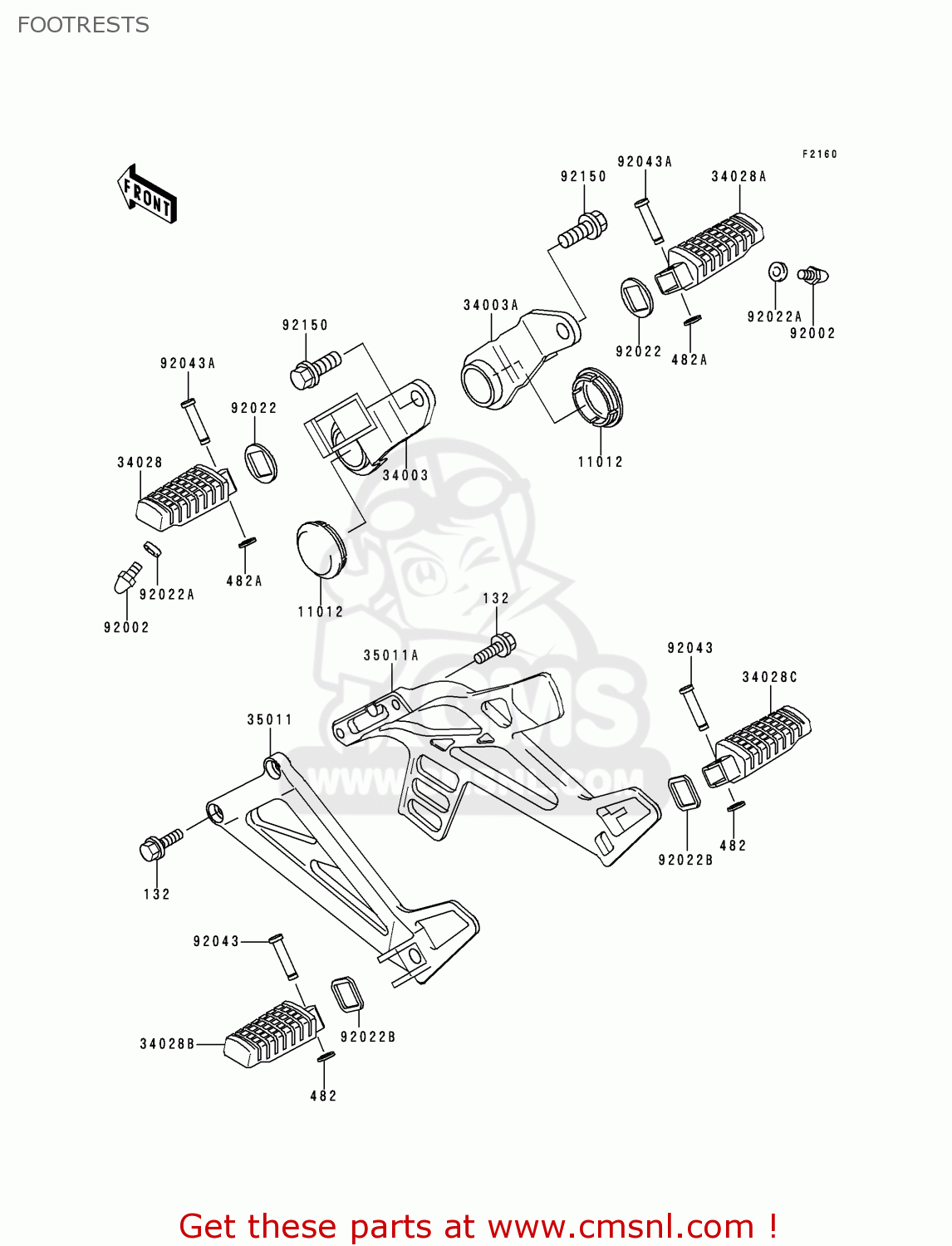 FOOTRESTS KLE500A9 1999 EUROPE UK FR NL AR FG GR IT NR SD SP