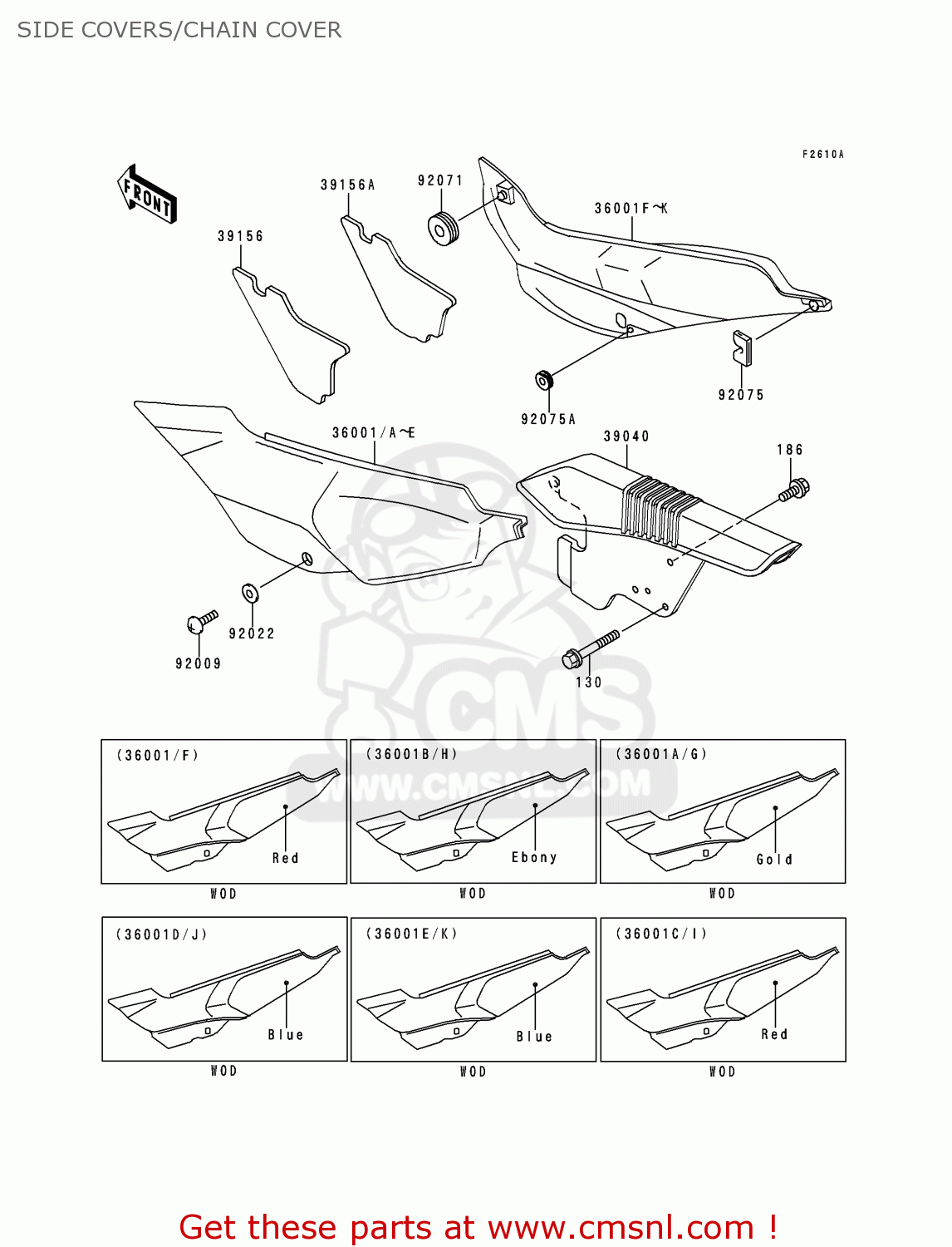 SIDE COVERS/CHAIN COVER KLE500A9 1999 EUROPE UK FR NL AR FG GR IT NR SD SP