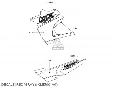 DECALS(RED/GRAY)(KLE500-A9) - KLE500A9 1999 EUROPE UK FR NL AR FG GR IT NR SD SP