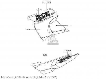 DECALS(GOLD/WHITE)(KLE500-A9) - KLE500A9 1999 EUROPE UK FR NL AR FG GR IT NR SD SP