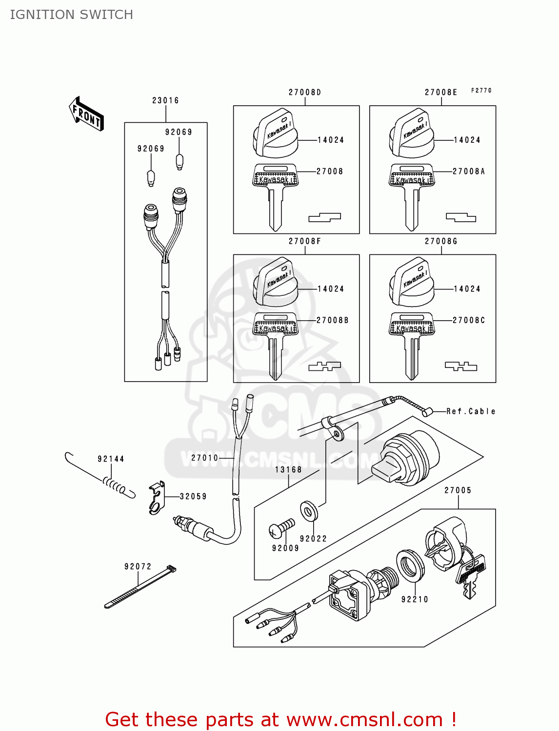 Kawasaki KLF220A11 BAYOU220 1998 USA CALIFORNIA CANADA IGNITION SWITCH