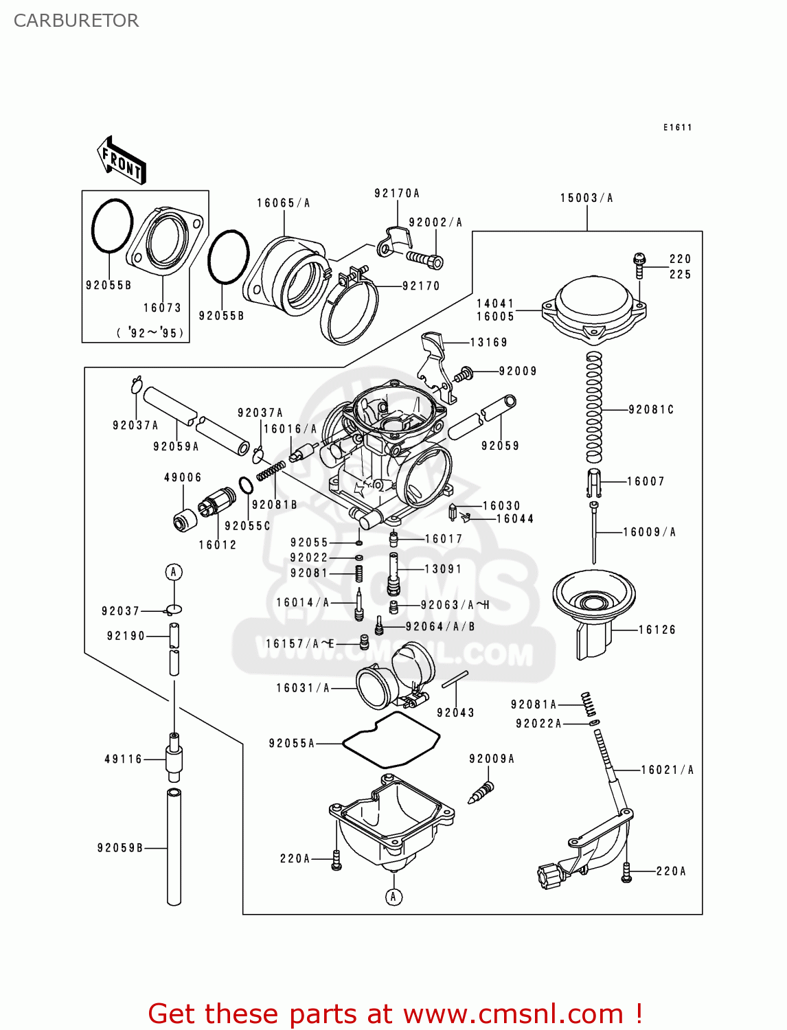 Kawasaki KLF300-B8 BAYOU300 1995 USA CANADA CARBURETOR - buy original ...