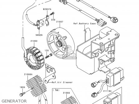 Kawasaki KLF300-C10 KLF3004X4 1998 EUROPE UK AS parts lists and schematics