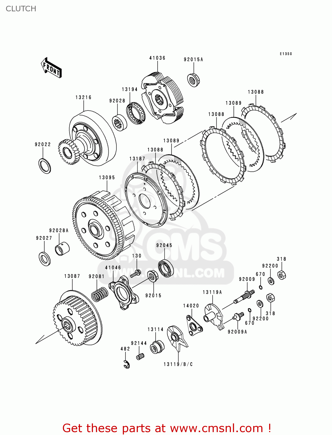 Kawasaki KLF300-C3 BAYOU3004X4 1991 USA CANADA CLUTCH - buy original ...