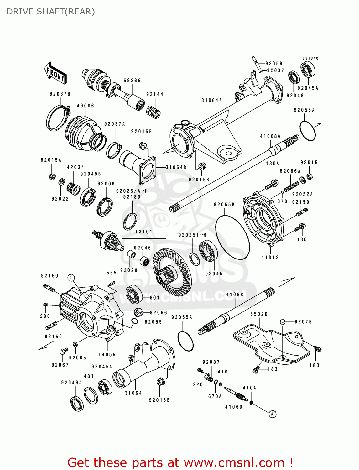Kawasaki KLF400B1 BAYOU4004X4 1993 EUROPE UK AS DRIVE SHAFT(REAR