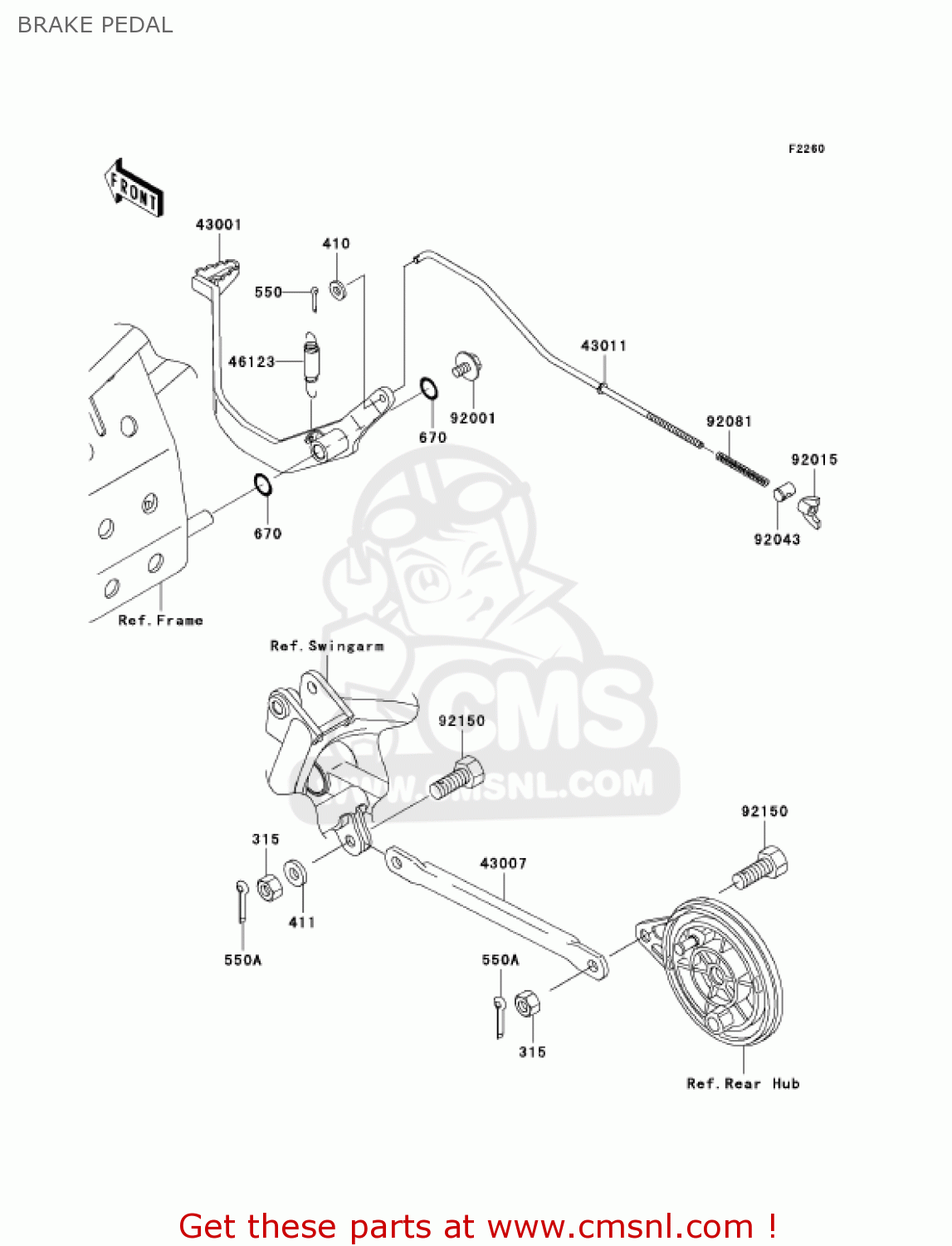 BRAKE PEDAL KLX110-A1 KLX110 2002 USA CALIFORNIA CANADA