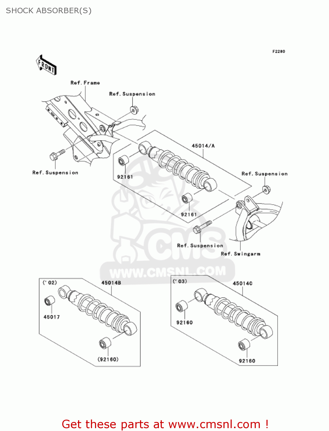 SHOCK ABSORBER(S) KLX110-A1 KLX110 2002 USA CALIFORNIA CANADA
