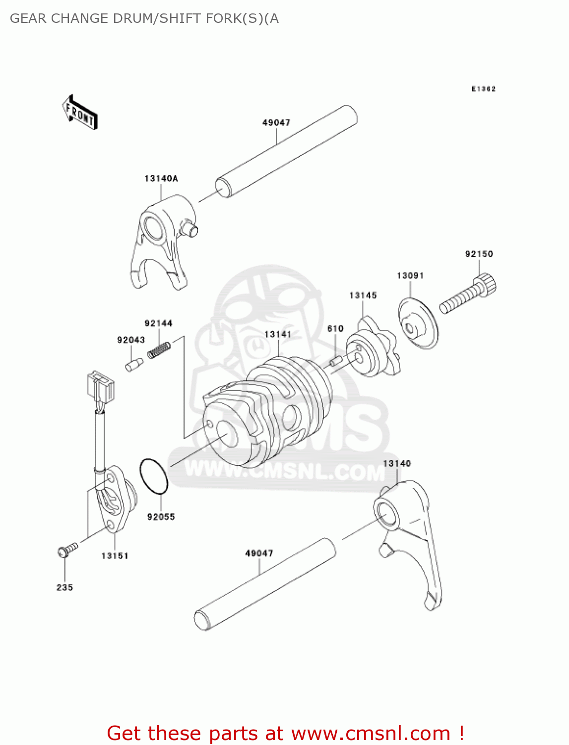 GEAR CHANGE DRUM/SHIFT FORK(S)(A KLX110-A1 KLX110 2002 USA CALIFORNIA CANADA