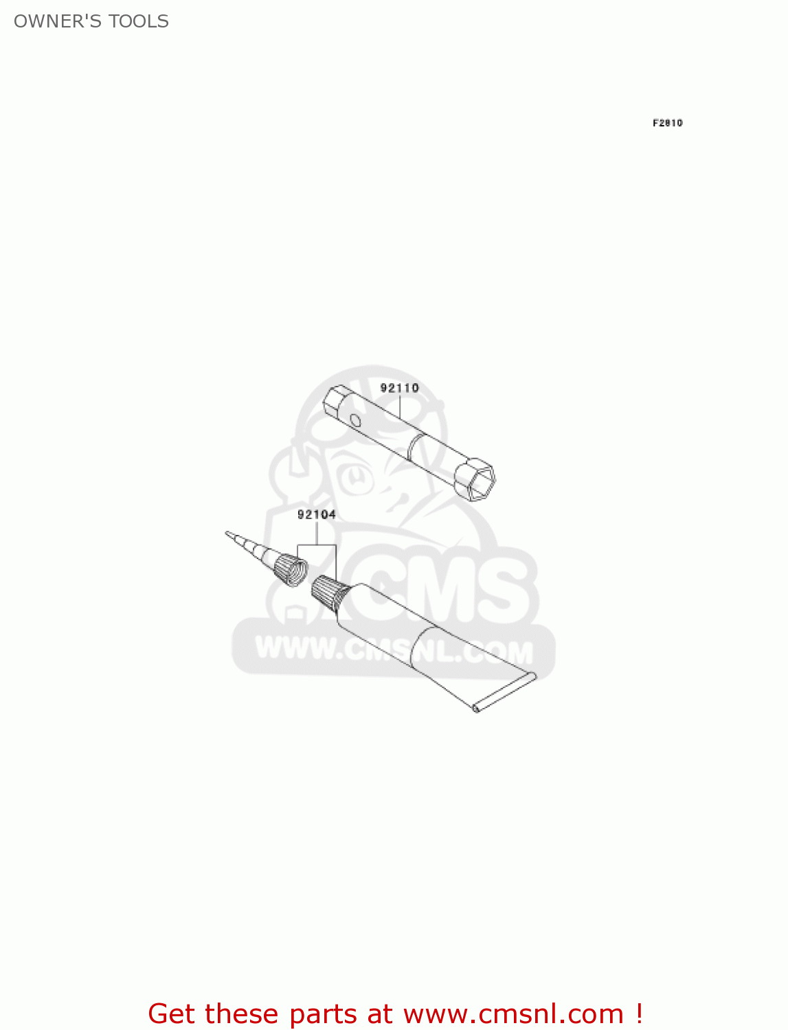OWNER'S TOOLS KLX110-A1 KLX110 2002 USA CALIFORNIA CANADA