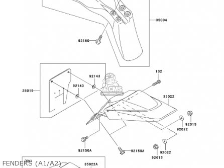 FENDERS (A1/A2) - KLX110-A1 KLX110 2002 USA CALIFORNIA CANADA