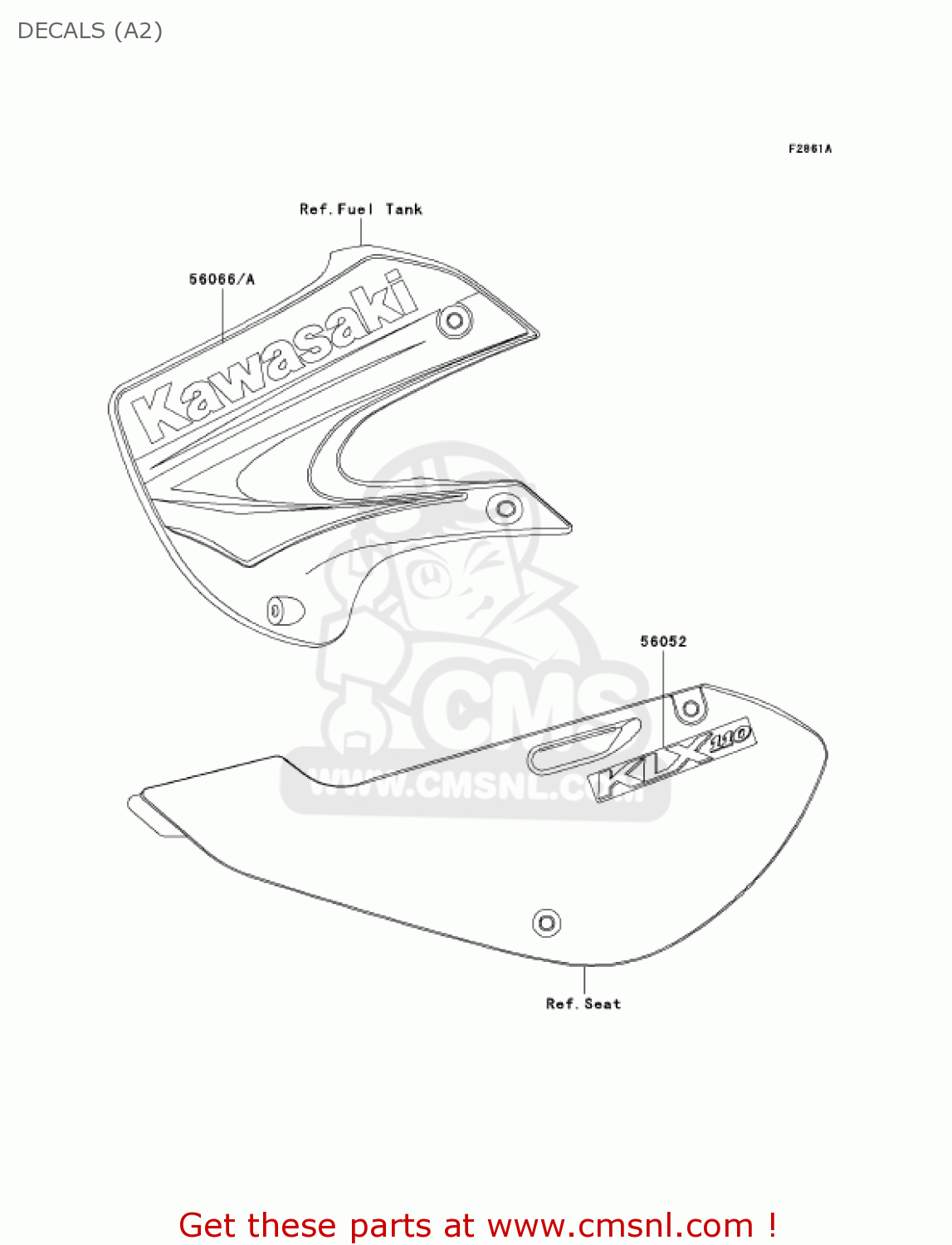 DECALS (A2) KLX110-A2 KLX110 2003 USA CALIFORNIA CANADA