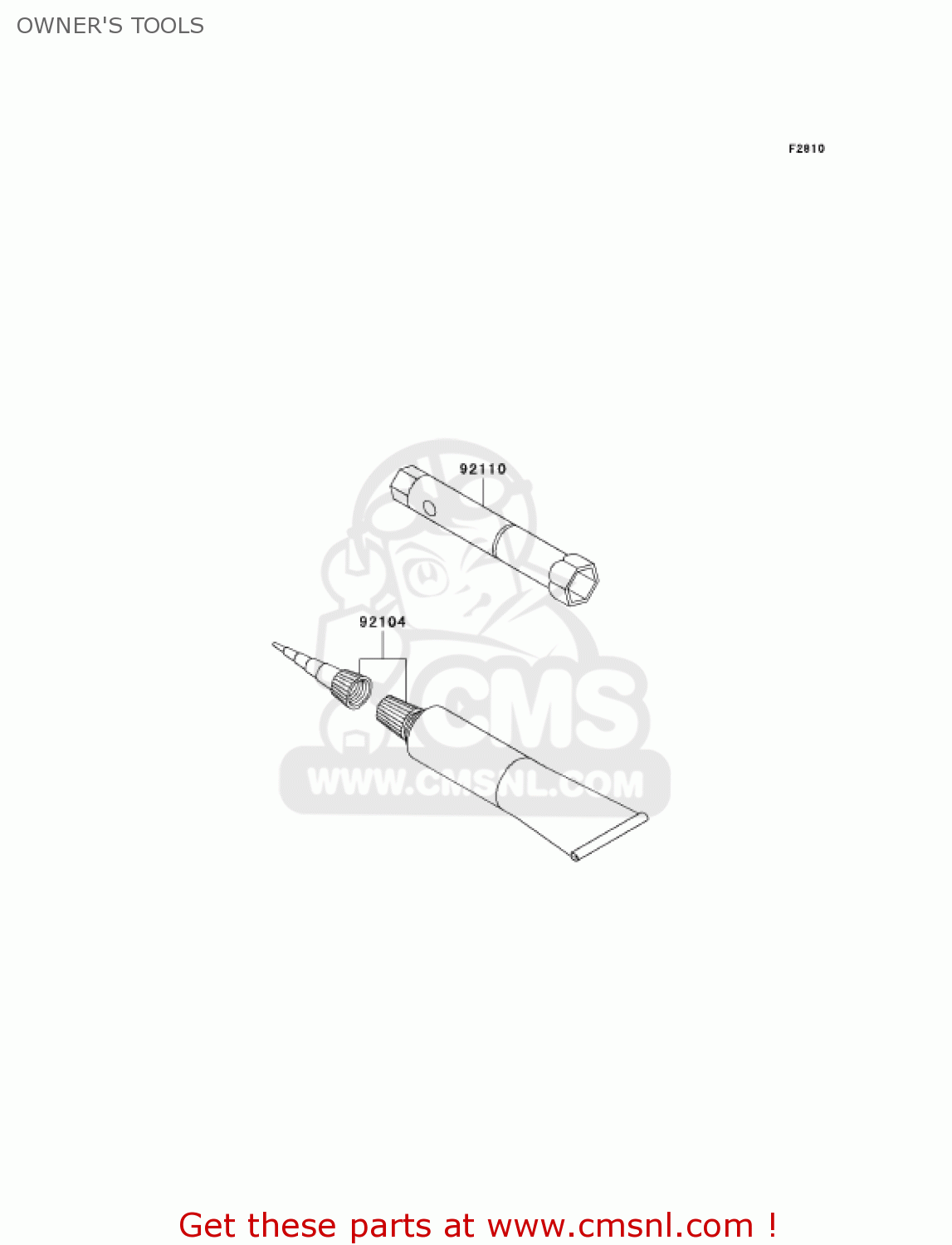 OWNER'S TOOLS KLX110-A2 KLX110 2003 USA CALIFORNIA CANADA