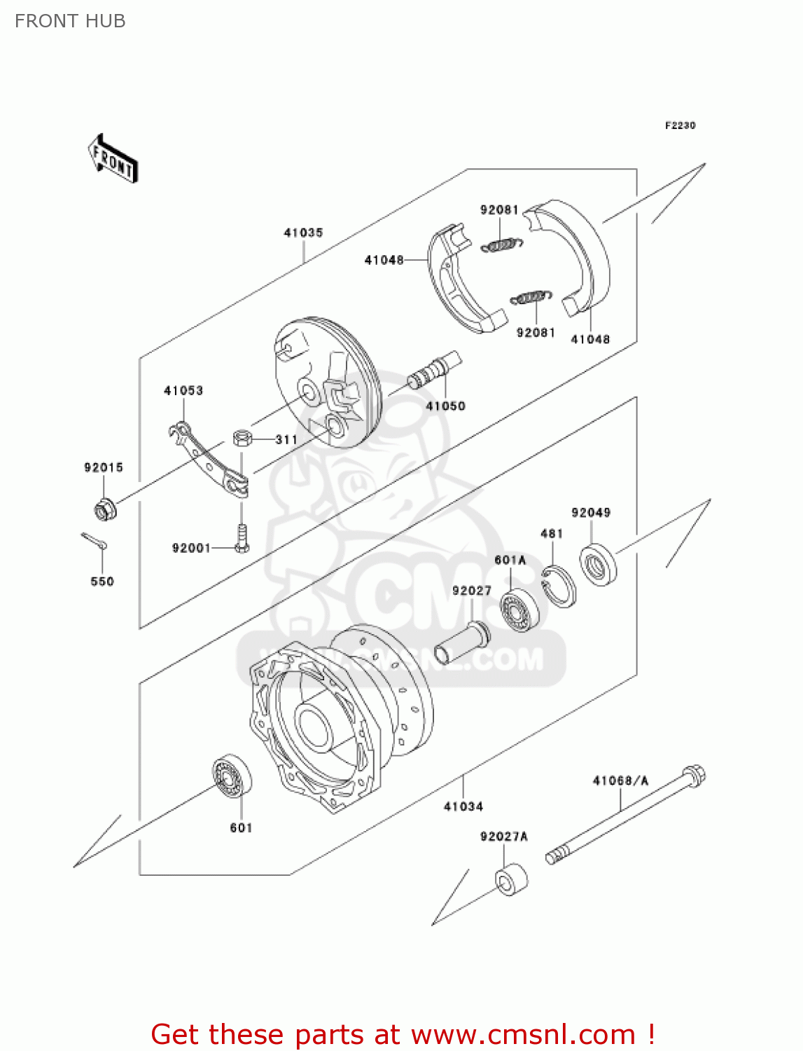 FRONT HUB KLX110-A2 KLX110 2003 USA CALIFORNIA CANADA