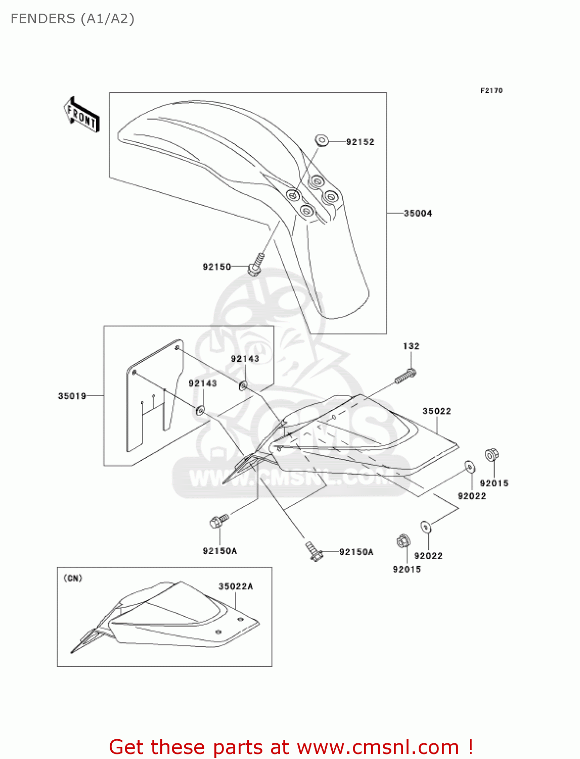 FENDERS (A1/A2) KLX110-A2 KLX110 2003 USA CALIFORNIA CANADA