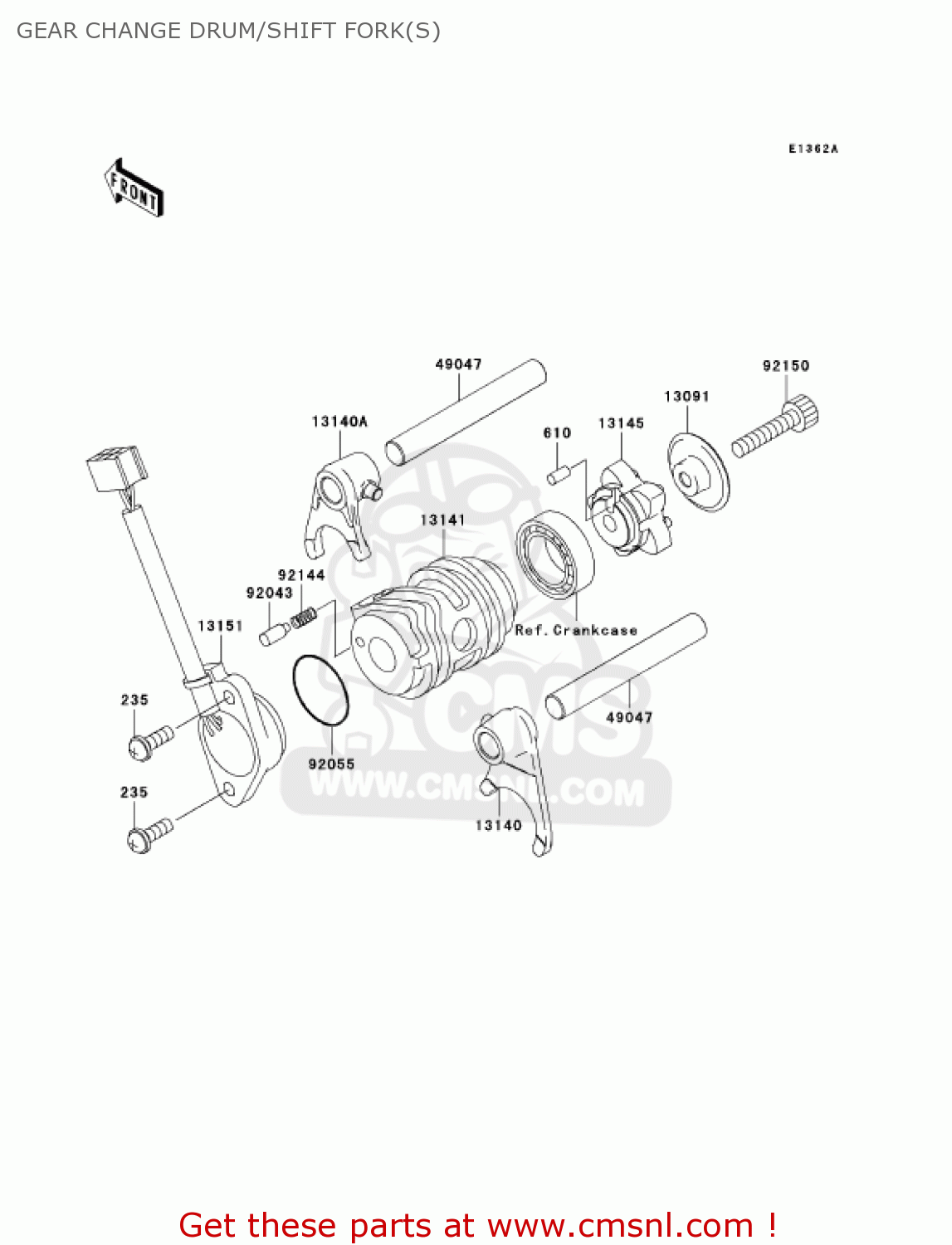 GEAR CHANGE DRUM/SHIFT FORK(S) KLX110-A2 KLX110 2003 USA CALIFORNIA CANADA