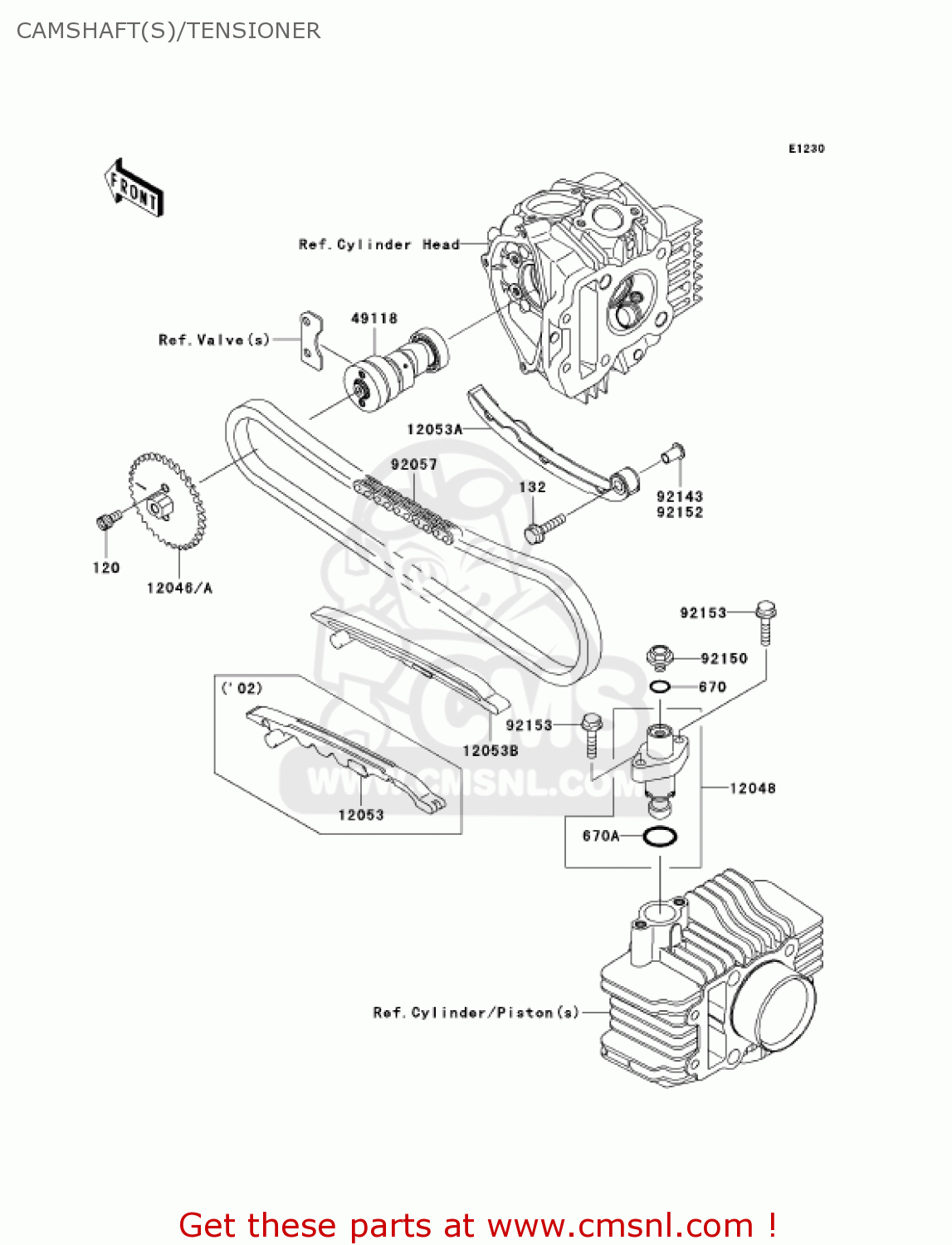 CAMSHAFT(S)/TENSIONER KLX110-A2 KLX110 2003 USA CALIFORNIA CANADA