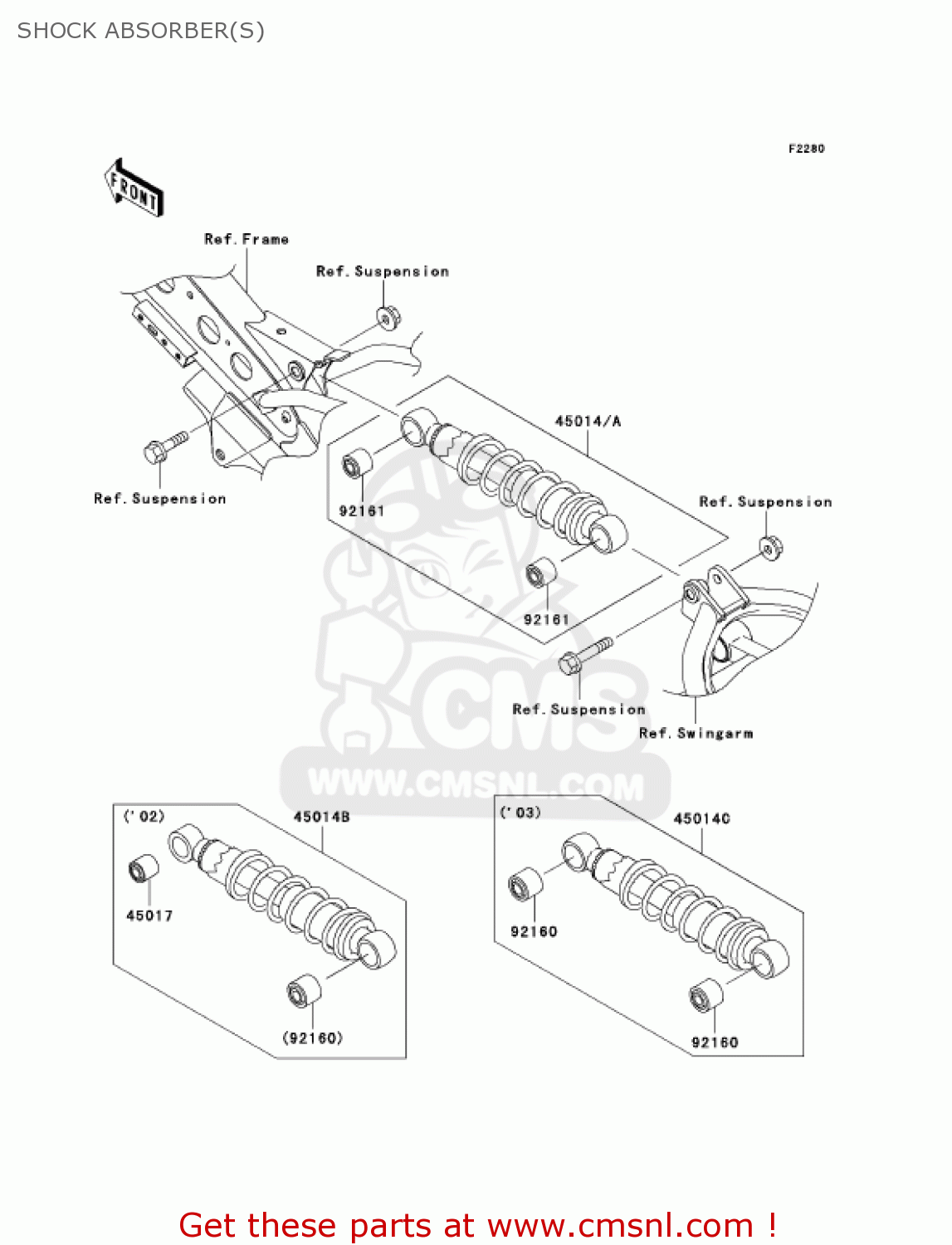 SHOCK ABSORBER(S) KLX110-A3 KLX110 2004 USA CALIFORNIA CANADA