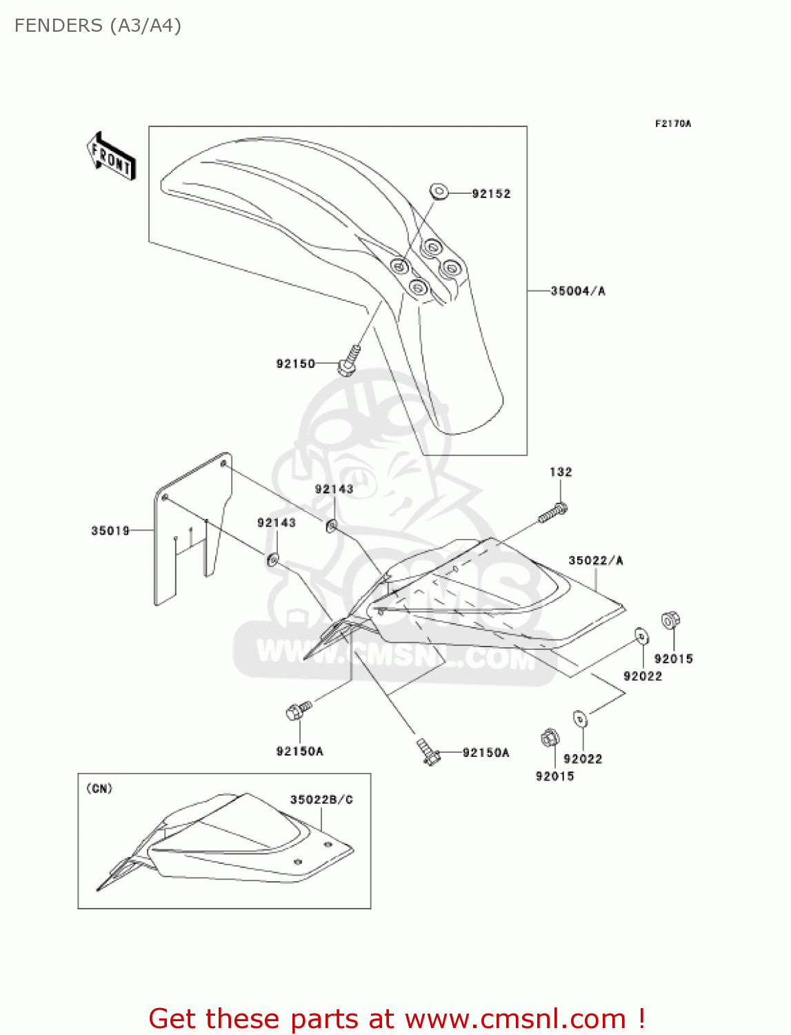 FENDERS (A3/A4) KLX110-A3 KLX110 2004 USA CALIFORNIA CANADA