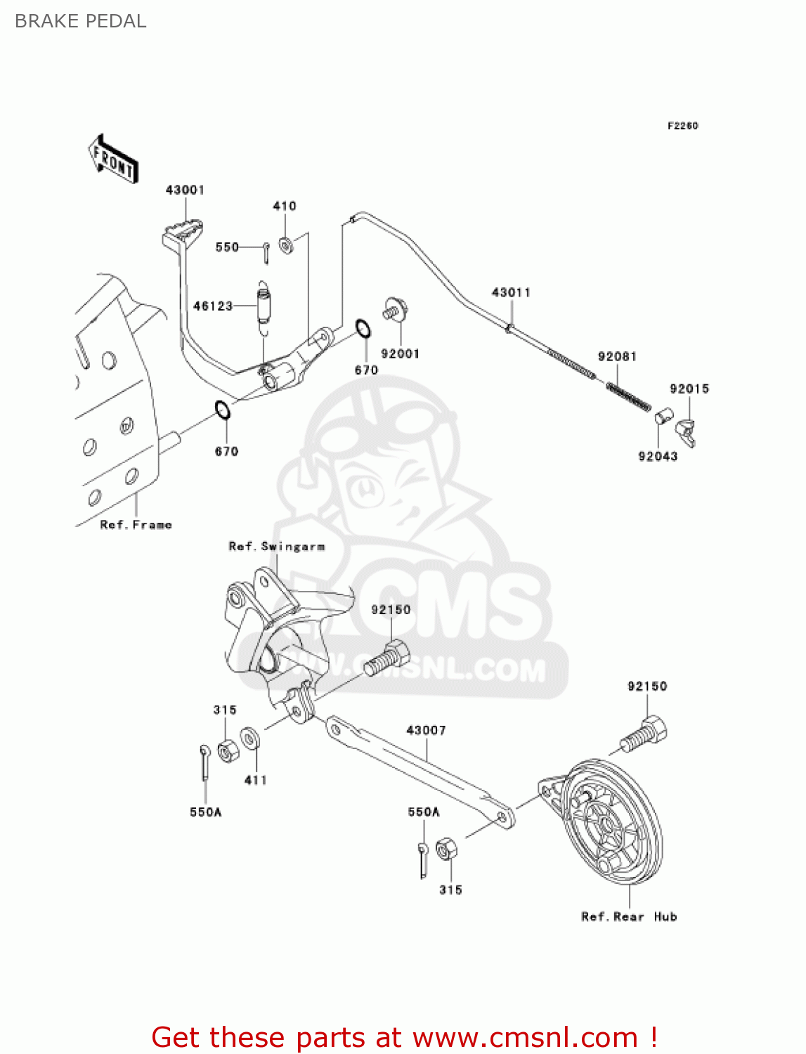 BRAKE PEDAL KLX110-A4 KLX110 2005 USA CALIFORNIA CANADA
