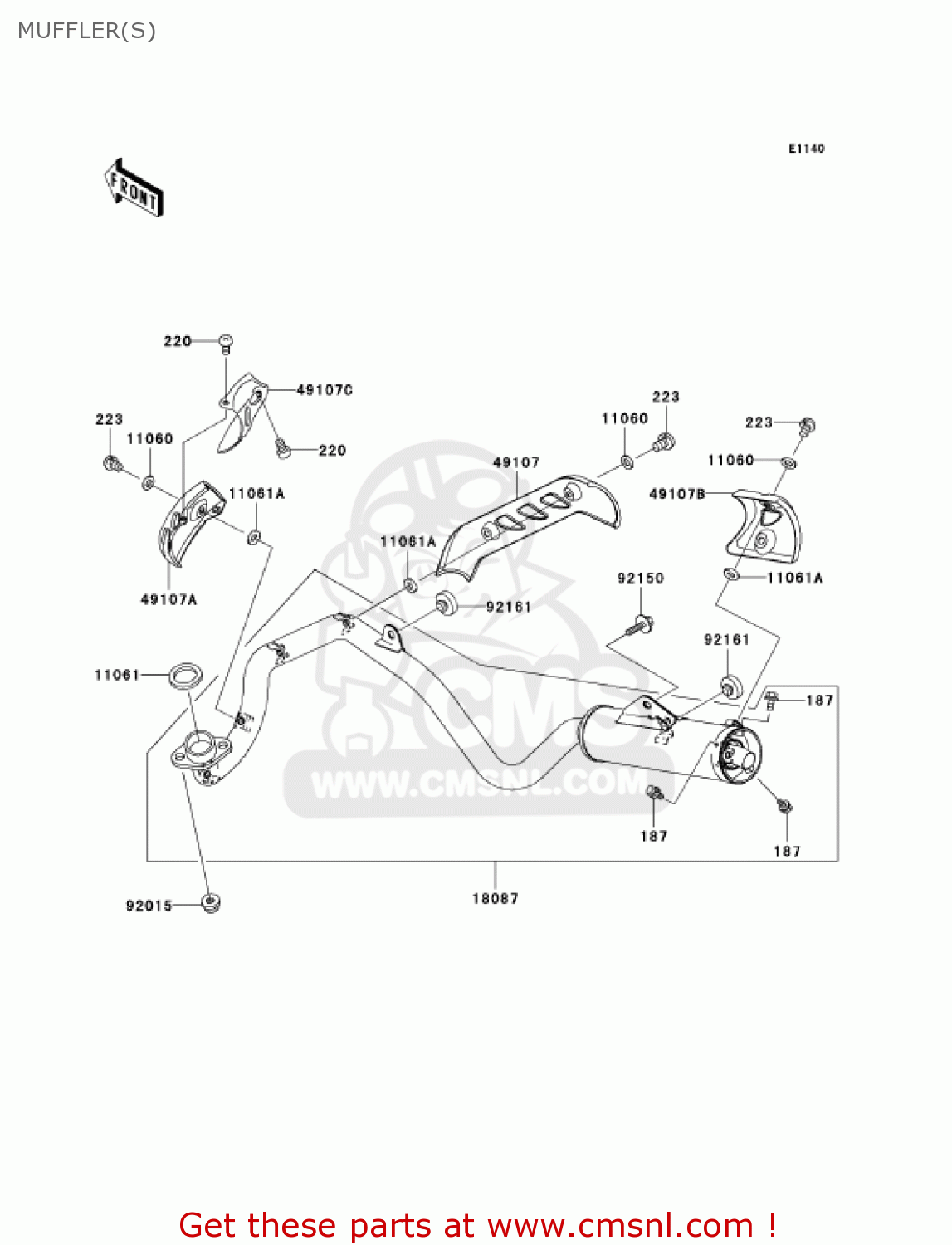 MUFFLER(S) KLX110-A4 KLX110 2005 USA CALIFORNIA CANADA