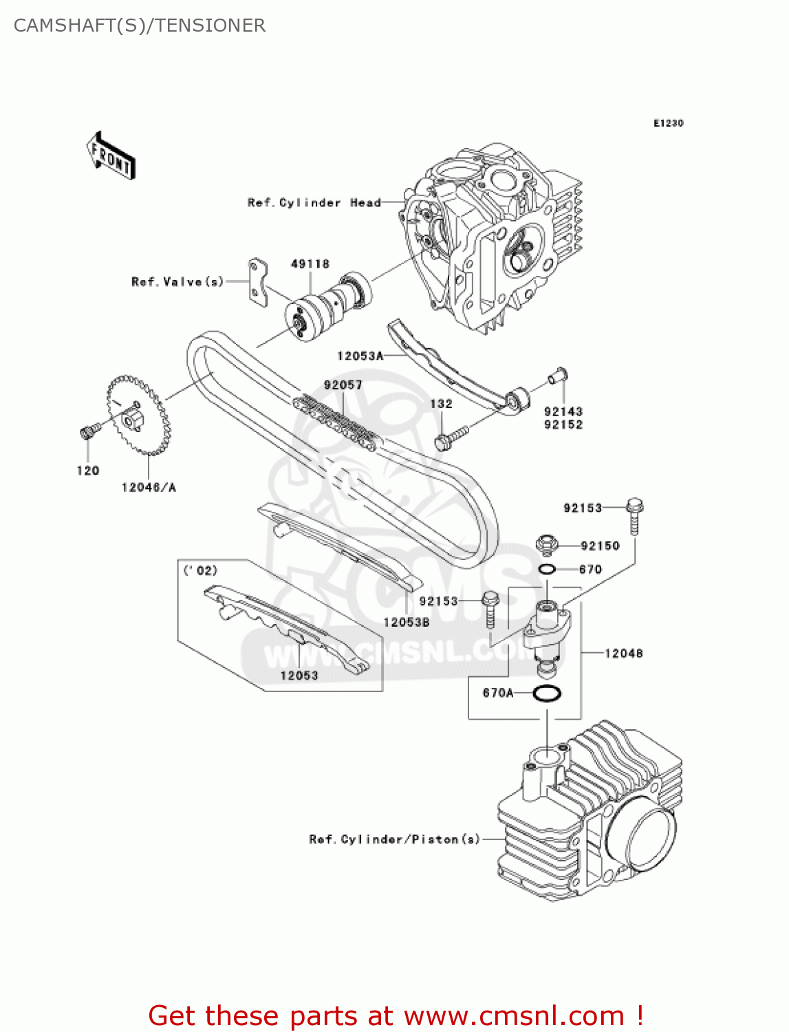 CAMSHAFT(S)/TENSIONER KLX110-A4 KLX110 2005 USA CALIFORNIA CANADA