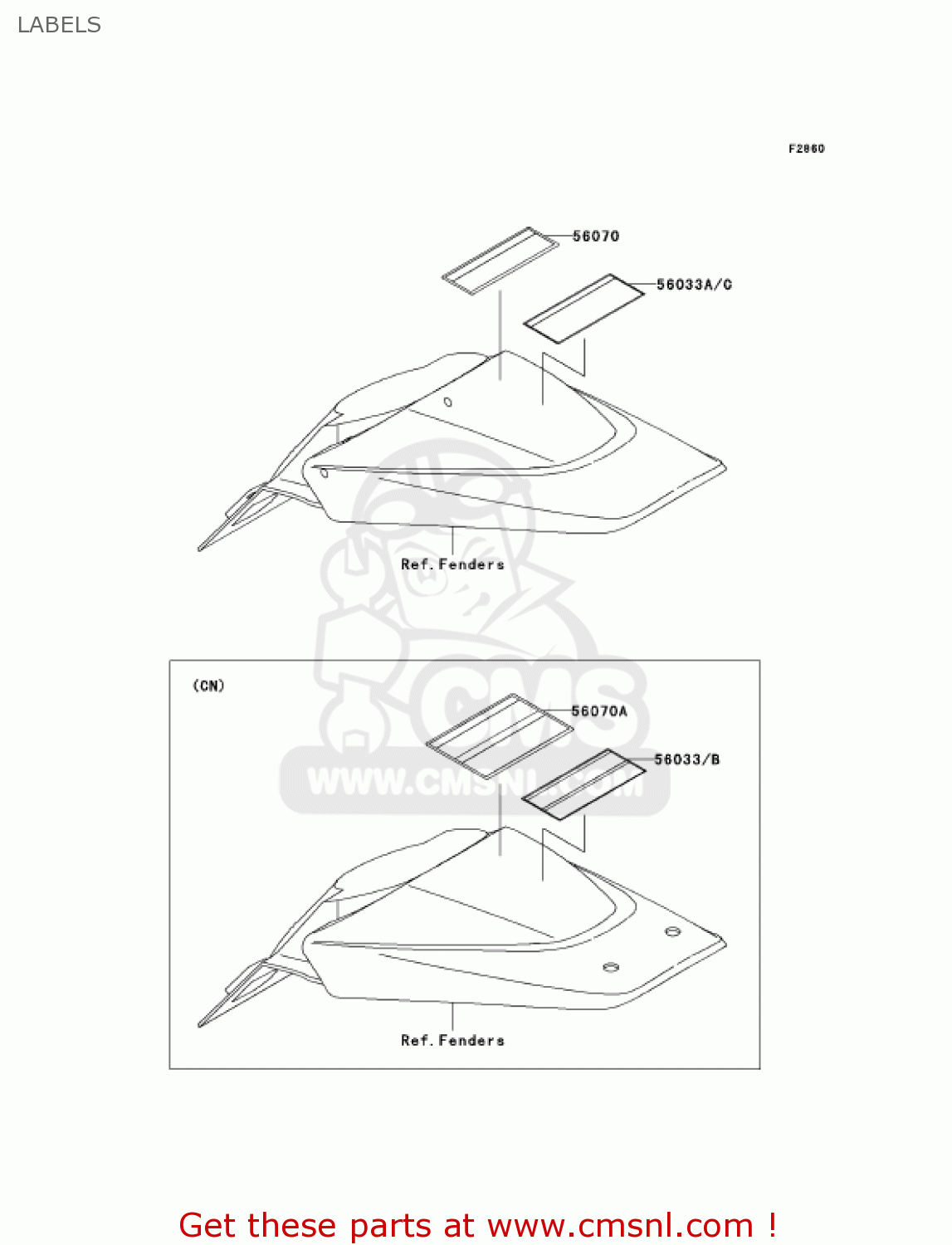 LABELS KLX110A6F KLX110 2006 USA CANADA