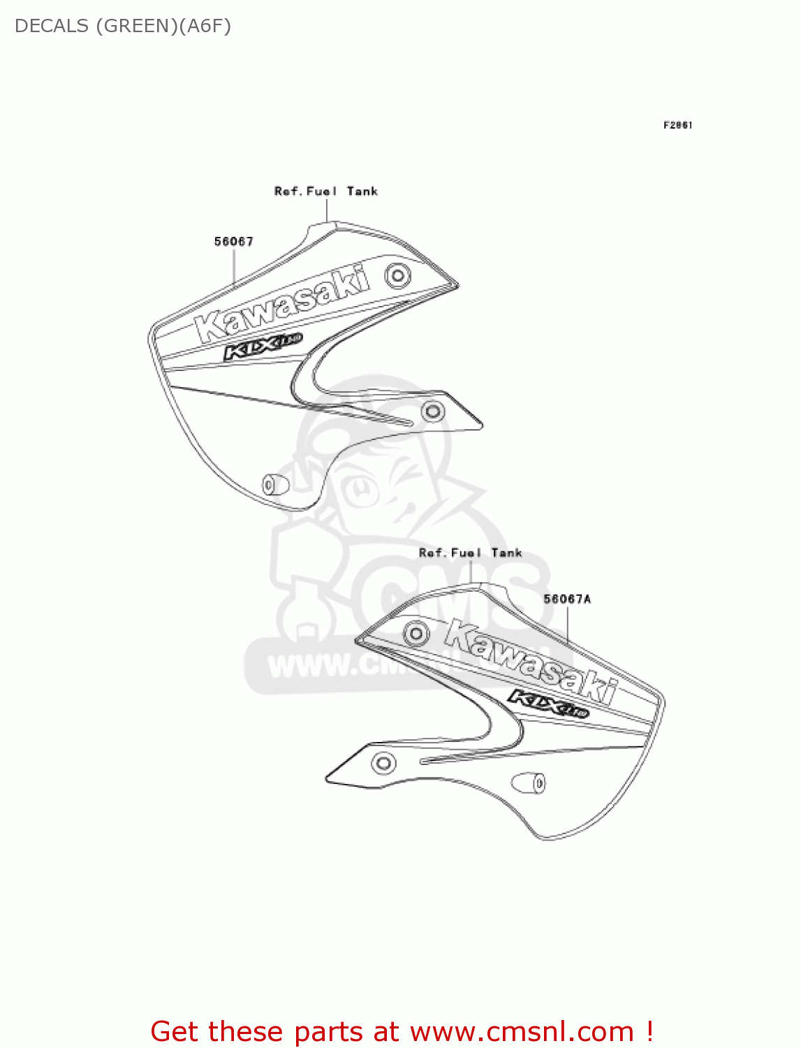 DECALS (GREEN)(A6F) KLX110A6F KLX110 2006 USA CANADA