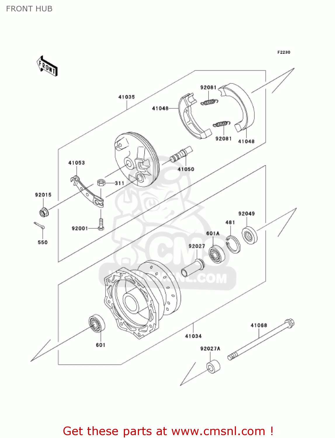 FRONT HUB KLX110A6F KLX110 2006 USA CANADA