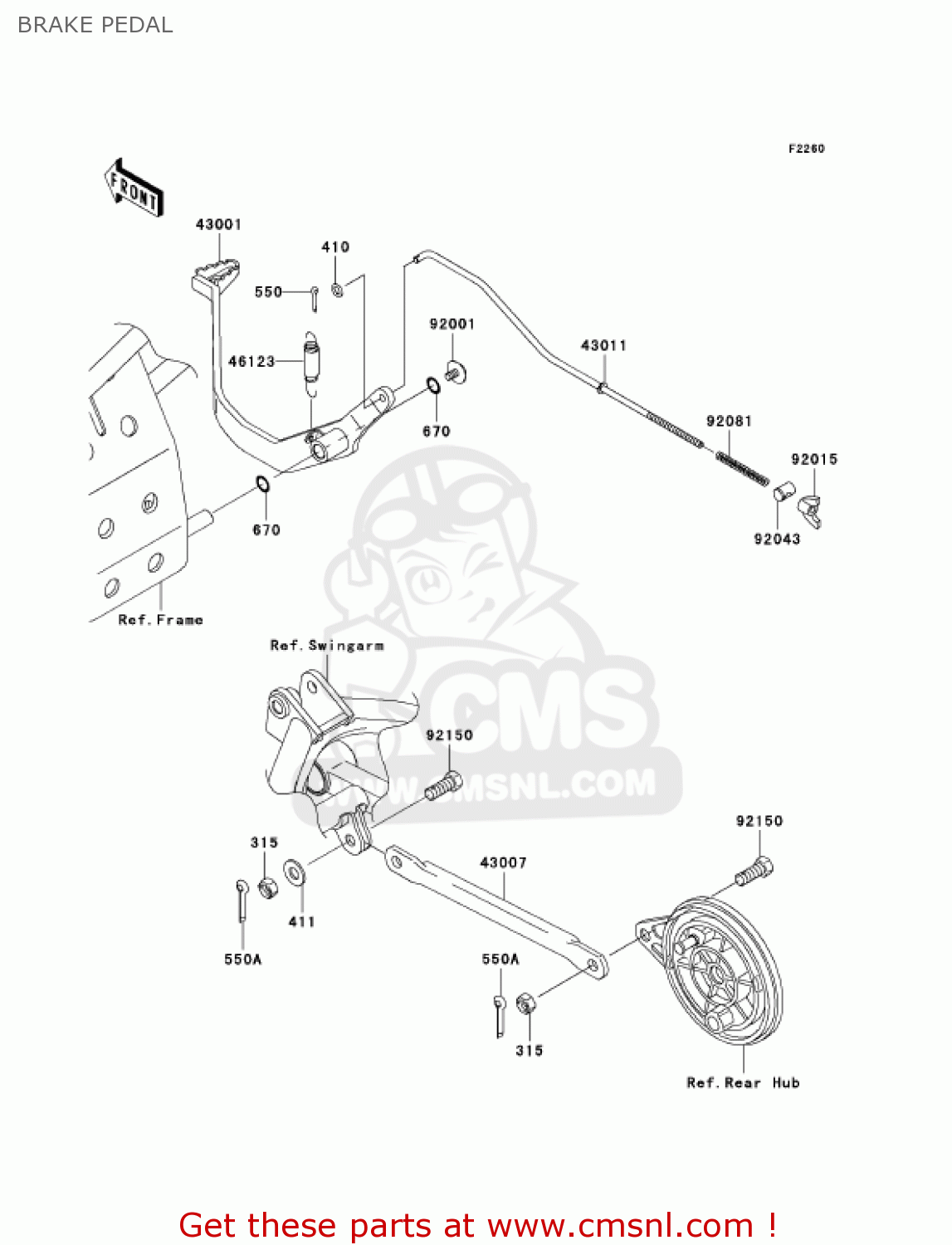 BRAKE PEDAL KLX110A6F KLX110 2006 USA CANADA