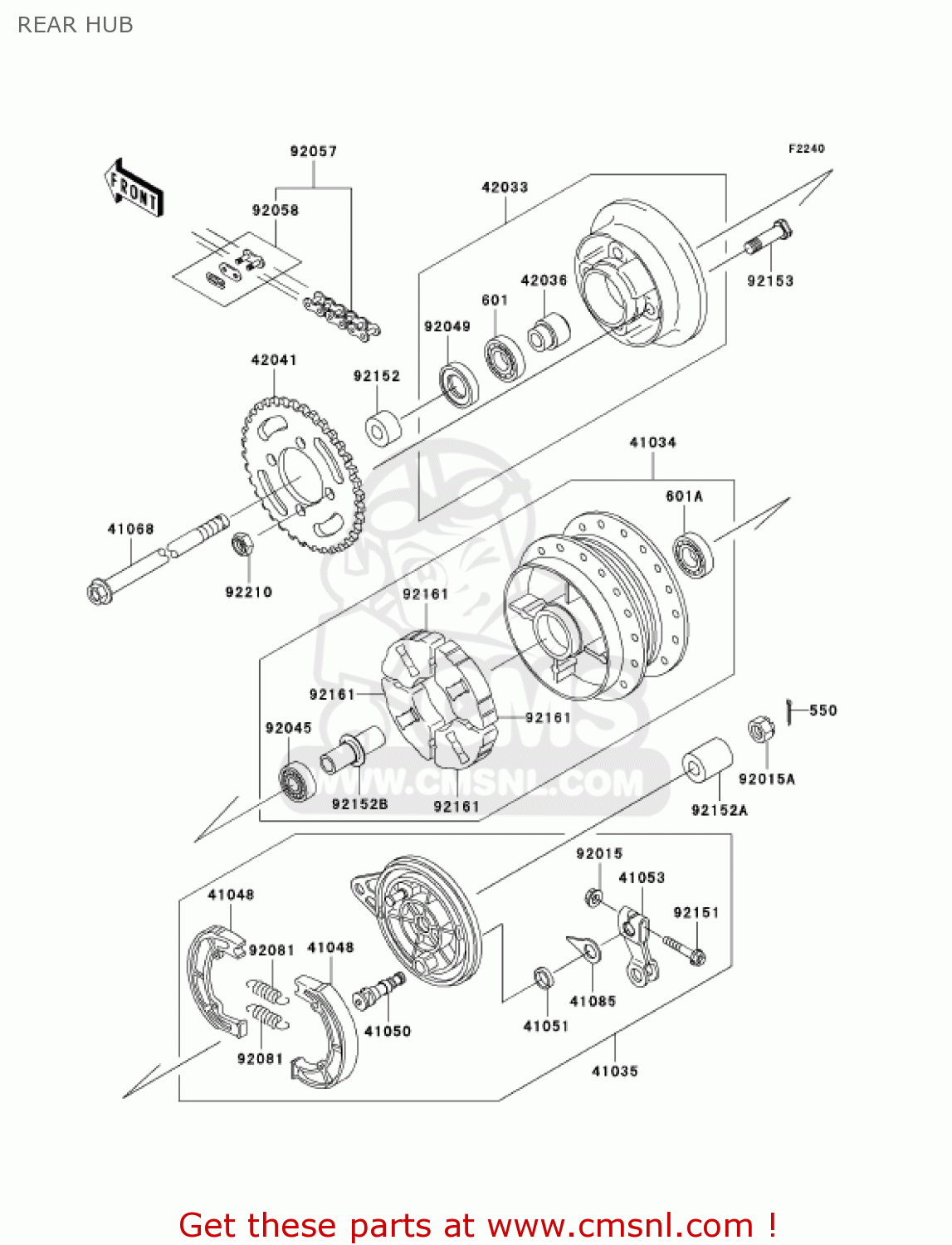 REAR HUB KLX110A7F KLX110 2007 USA CANADA