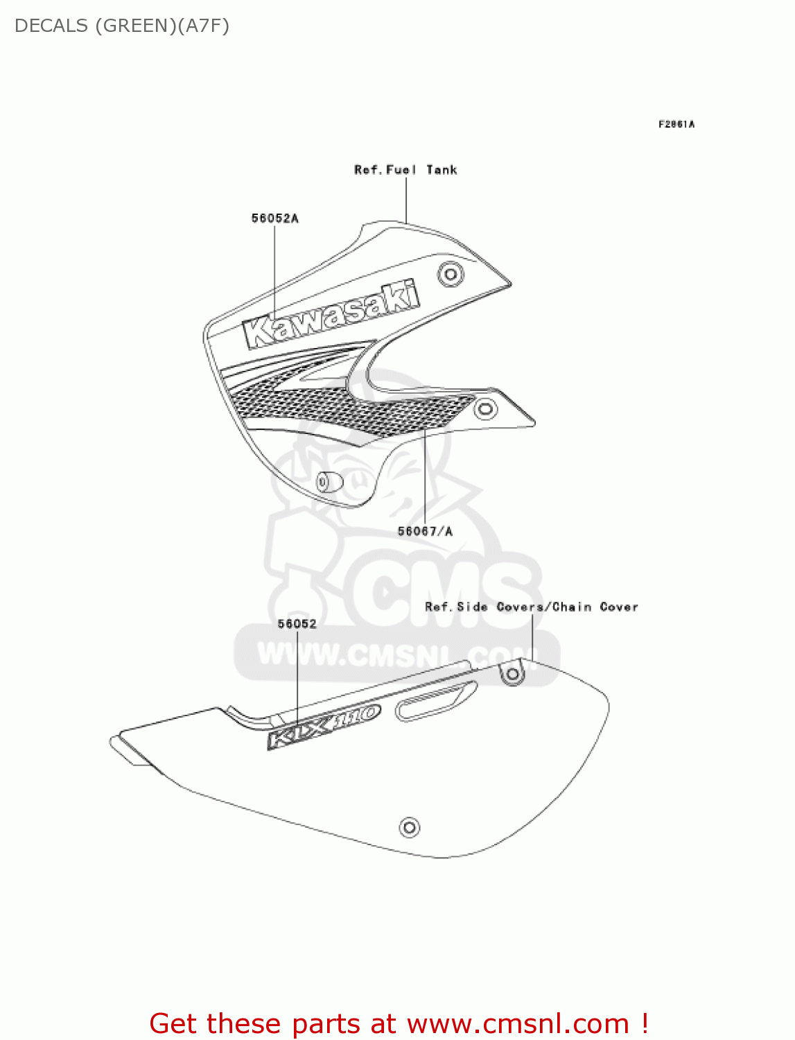 DECALS (GREEN)(A7F) KLX110A7F KLX110 2007 USA CANADA