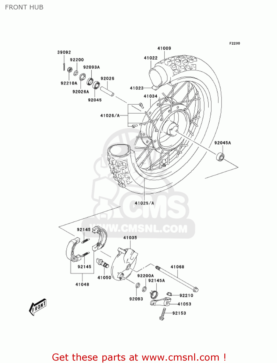FRONT HUB KLX125-A1 KLX125 2003 USA CANADA