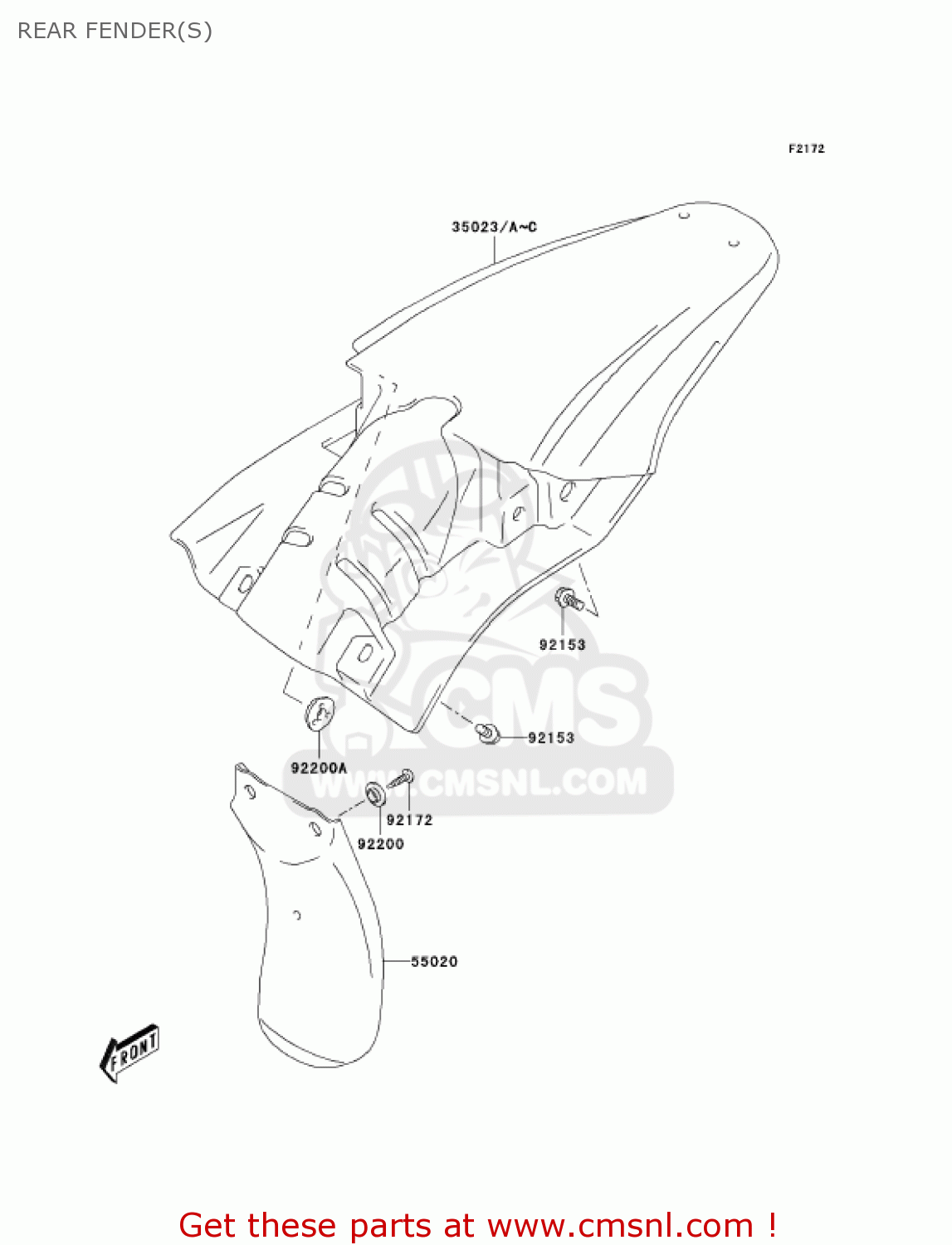 REAR FENDER(S) KLX125-A2 KLX125 2004 USA CANADA