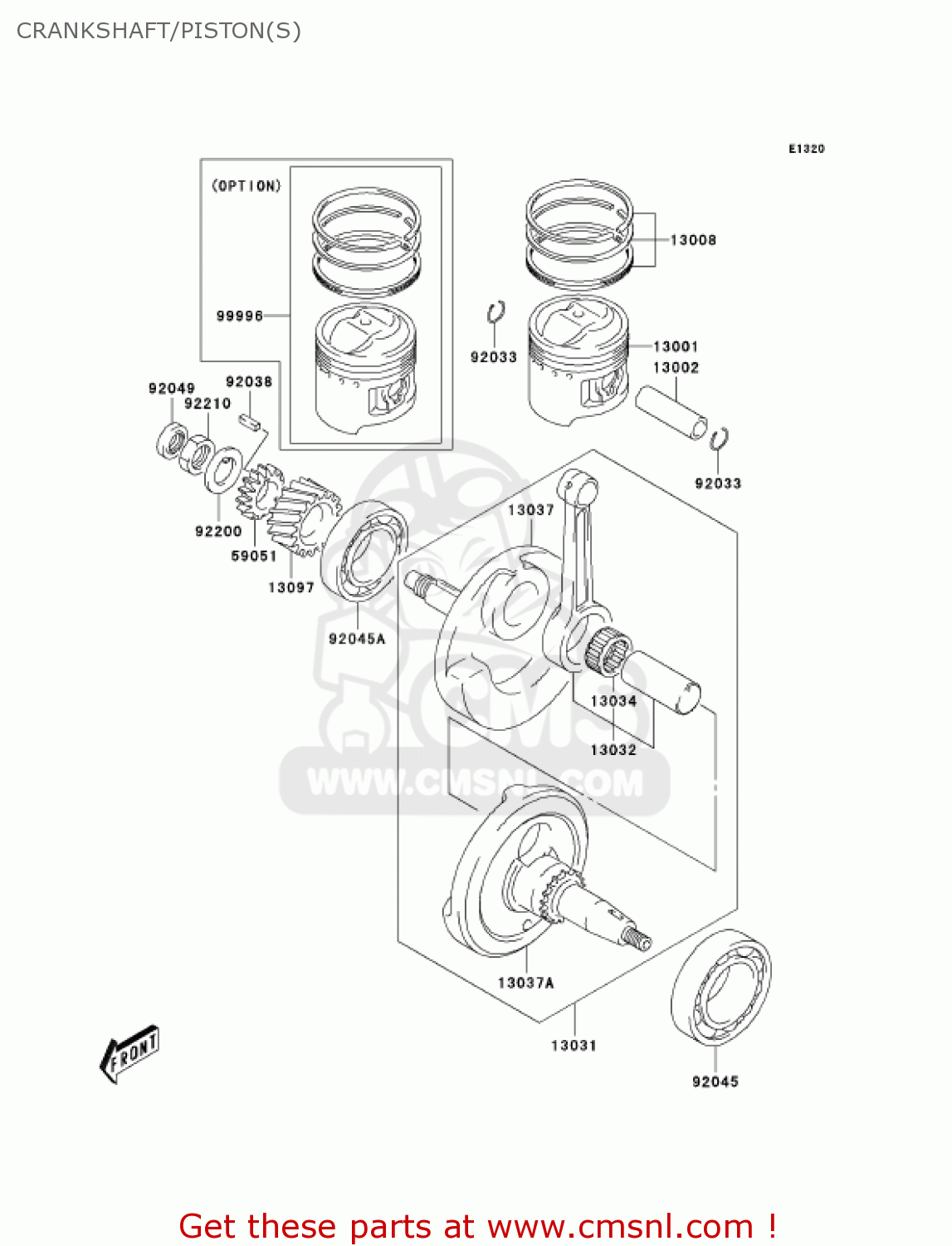 CRANKSHAFT/PISTON(S) KLX125-A2 KLX125 2004 USA CANADA