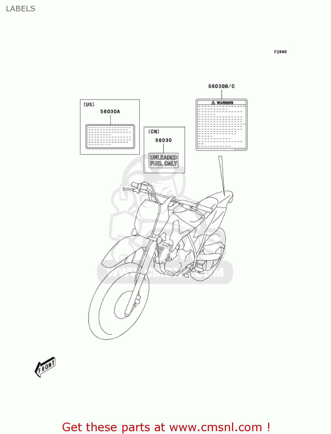 LABELS KLX125-A2 KLX125 2004 USA CANADA