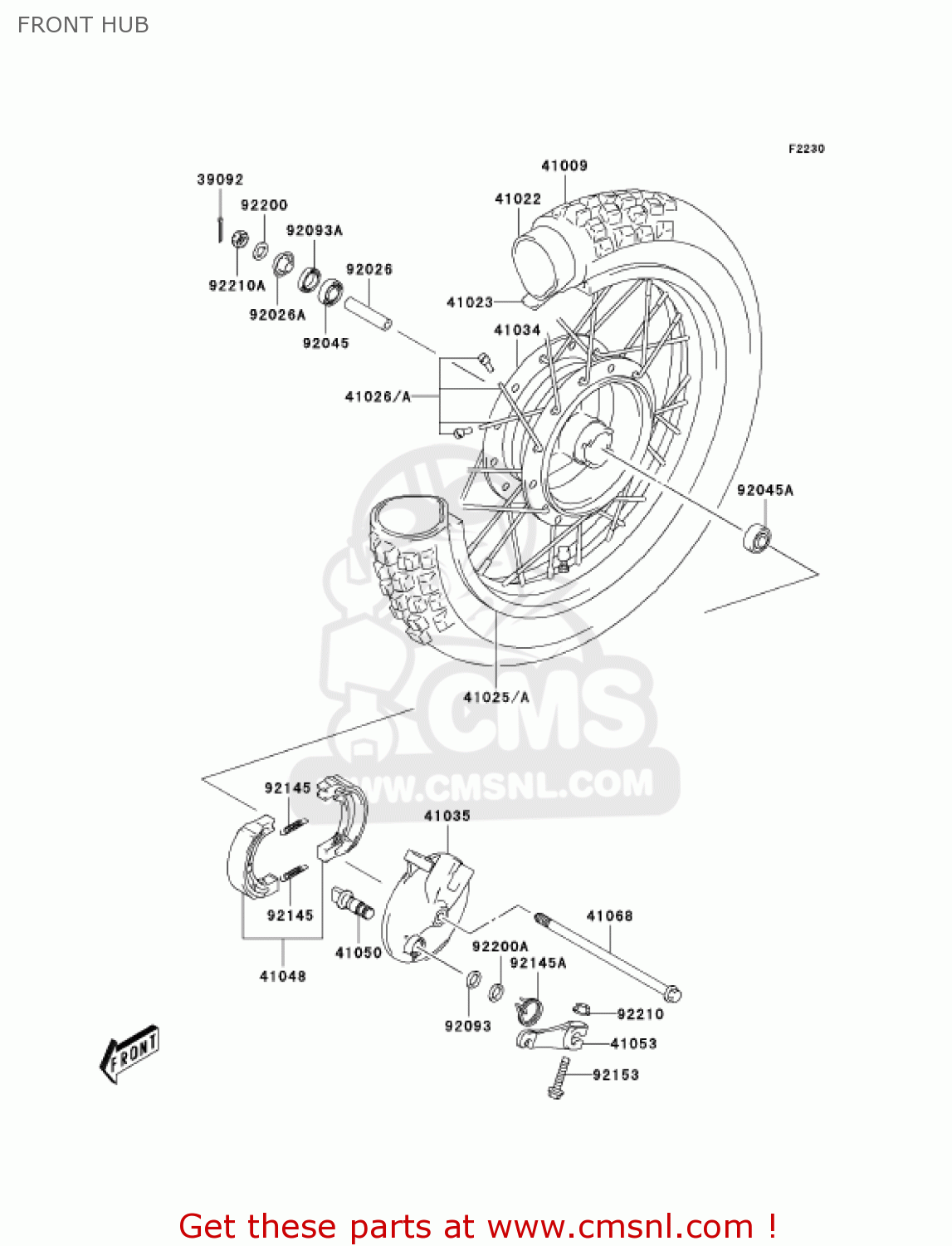 FRONT HUB KLX125-A2 KLX125 2004 USA CANADA