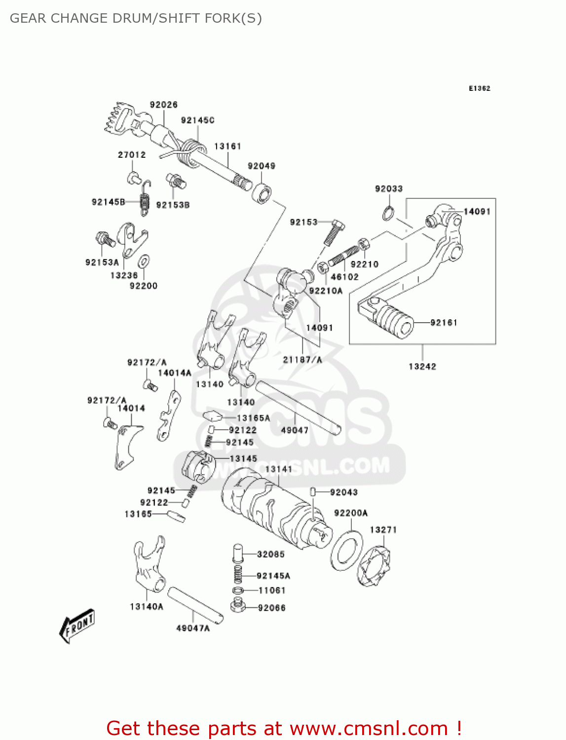 GEAR CHANGE DRUM/SHIFT FORK(S) KLX125-A3 KLX125 2005 USA CANADA