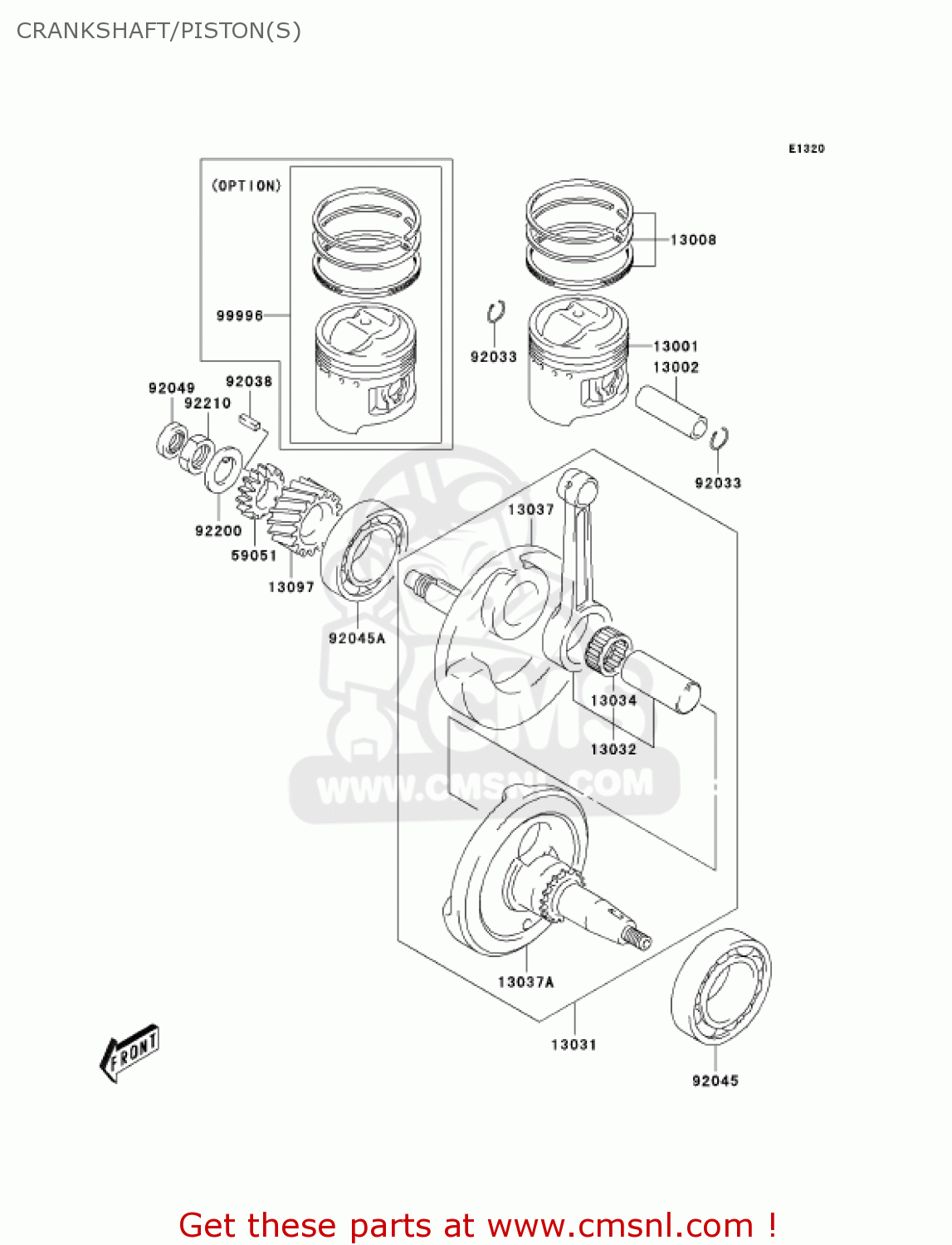 CRANKSHAFT/PISTON(S) KLX125-A3 KLX125 2005 USA CANADA