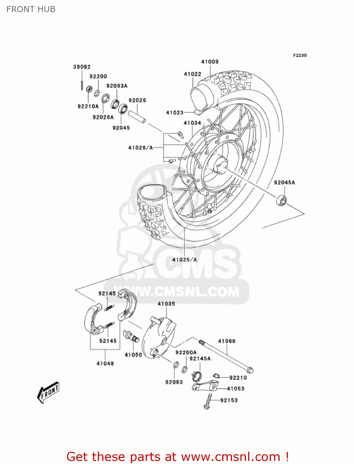FRONT HUB KLX125-A3 KLX125 2005 USA CANADA