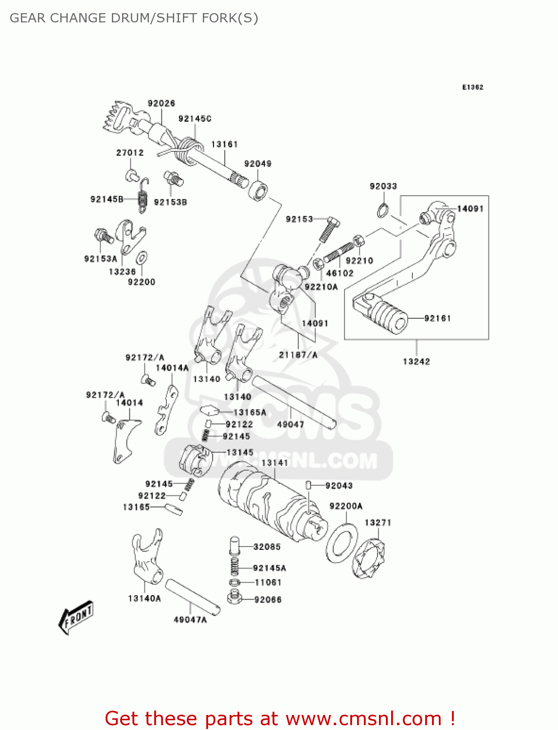 GEAR CHANGE DRUM/SHIFT FORK(S) KLX125-B1 KLX125L 2003 USA CANADA