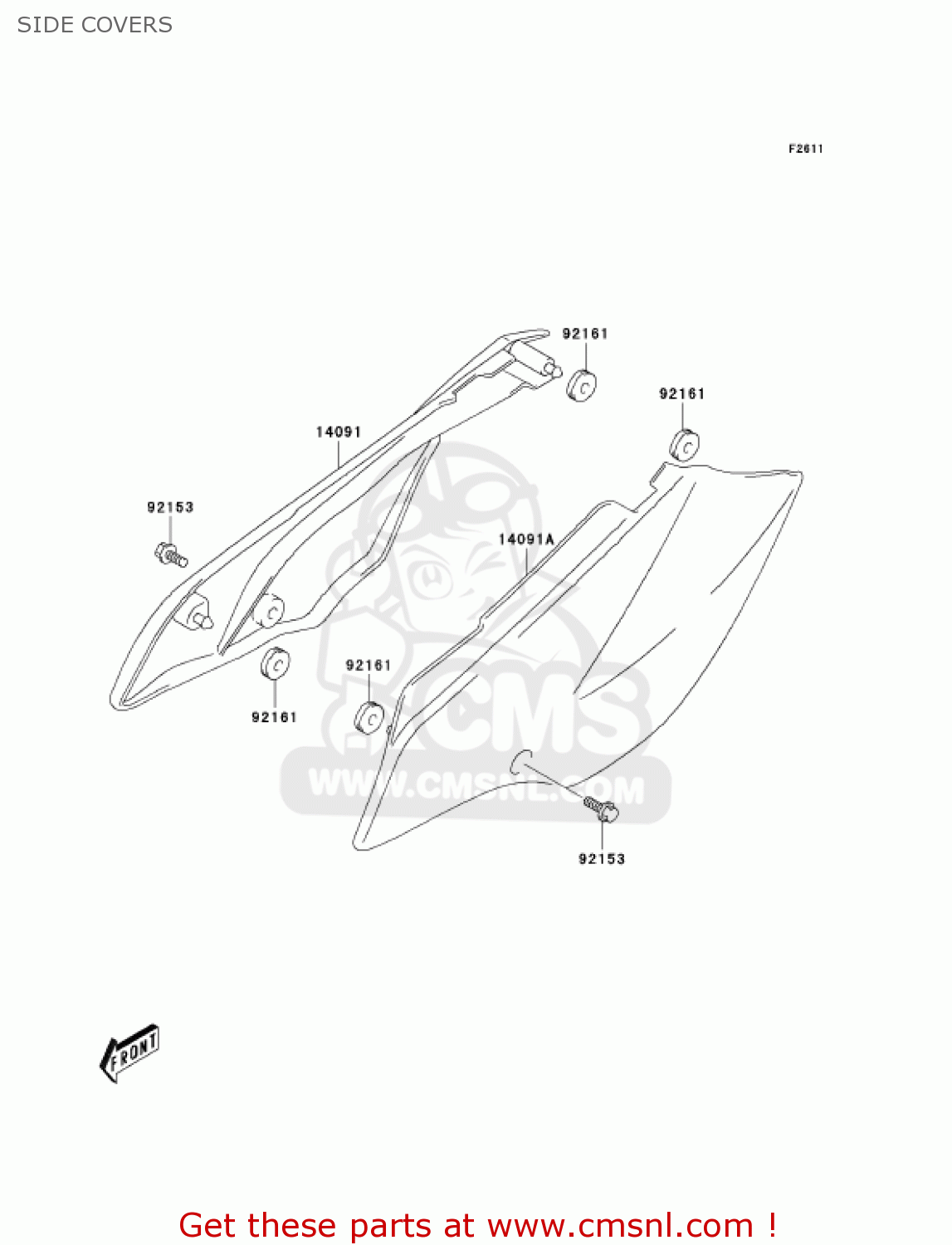 SIDE COVERS KLX125-B1 KLX125L 2003 USA CANADA