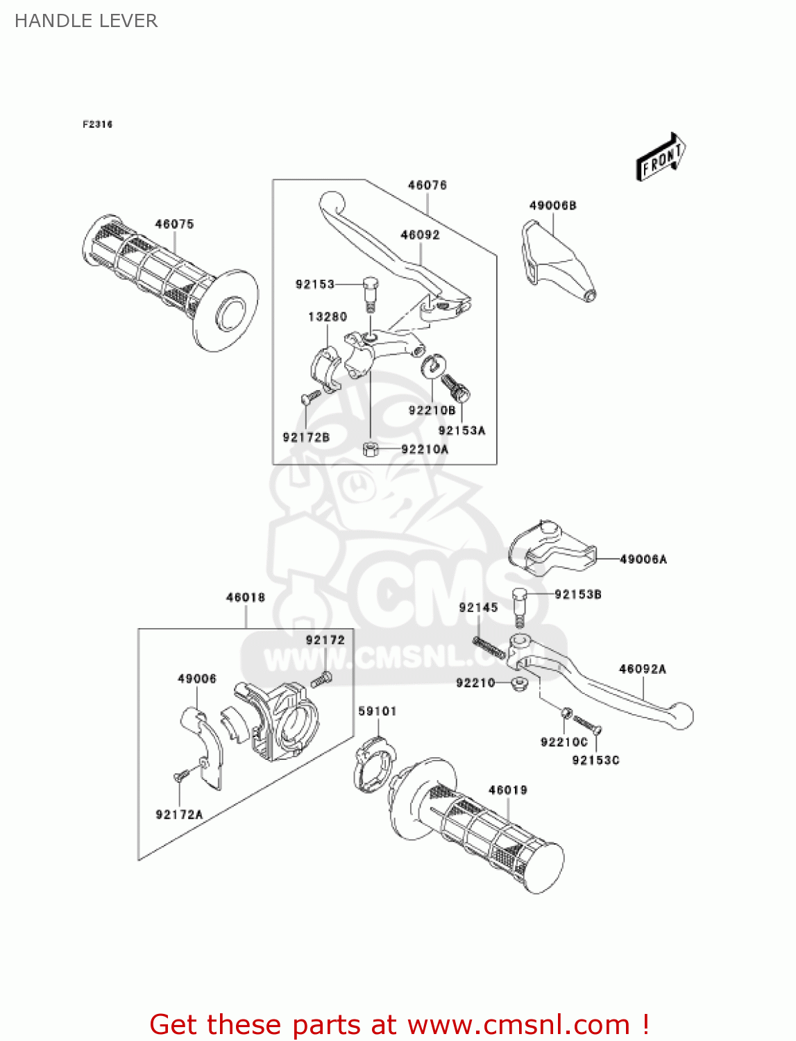 HANDLE LEVER KLX125-B2 KLX125L 2004 USA CANADA