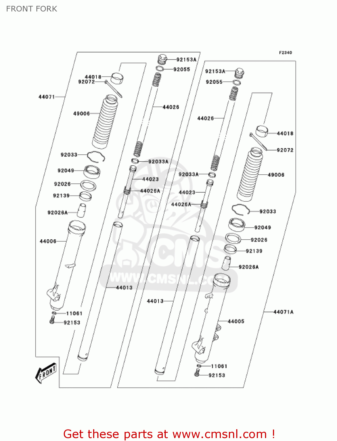 FRONT FORK KLX125-B2 KLX125L 2004 USA CANADA
