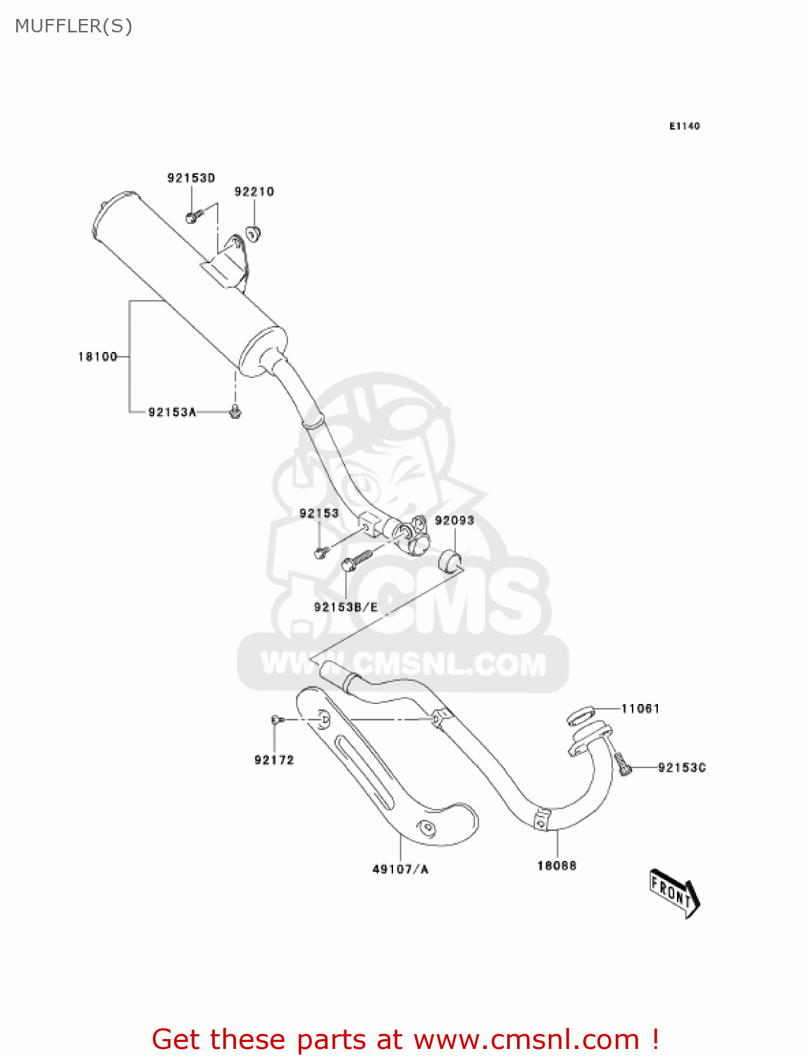 MUFFLER(S) KLX125-B2 KLX125L 2004 USA CANADA