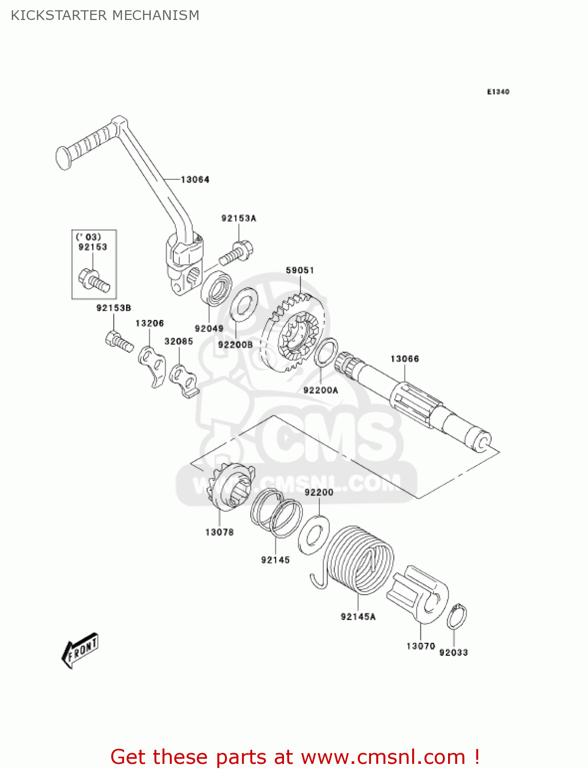 KICKSTARTER MECHANISM KLX125-B2 KLX125L 2004 USA CANADA
